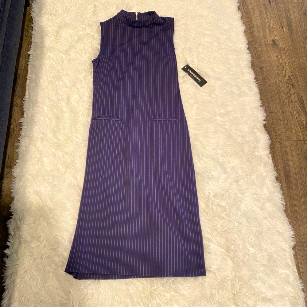 sharagano navy dress